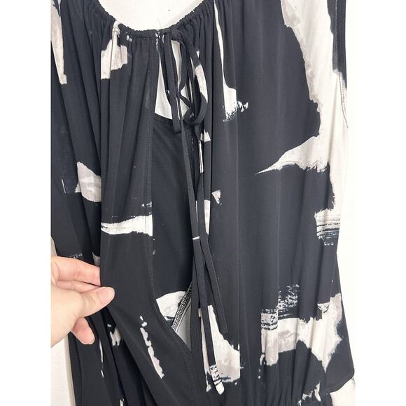 Tracy Reese Women Black Marble Sleeveless Faux Wrap Casual Dress Sz XS - Picture 6 of 7